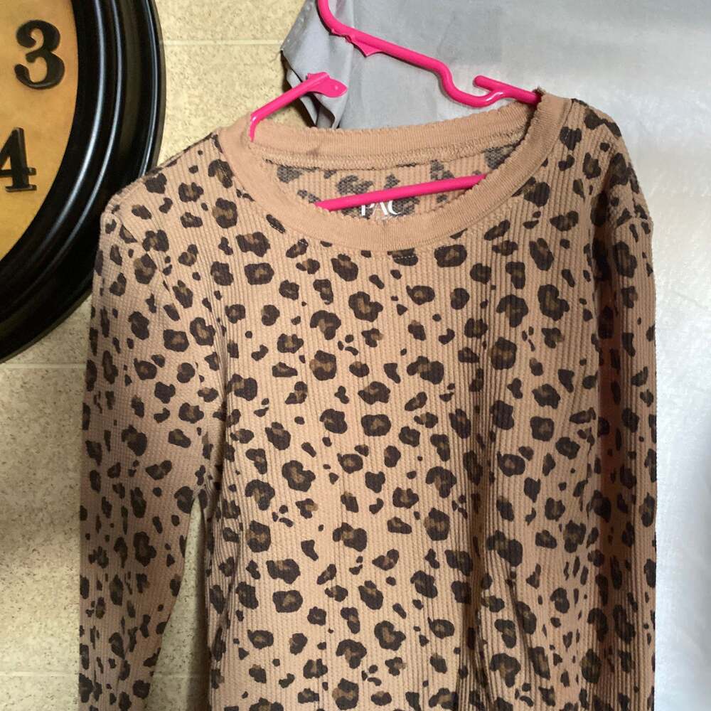 PacSun Waffle Knit Leopard Print Long Sleeve Thermal Top